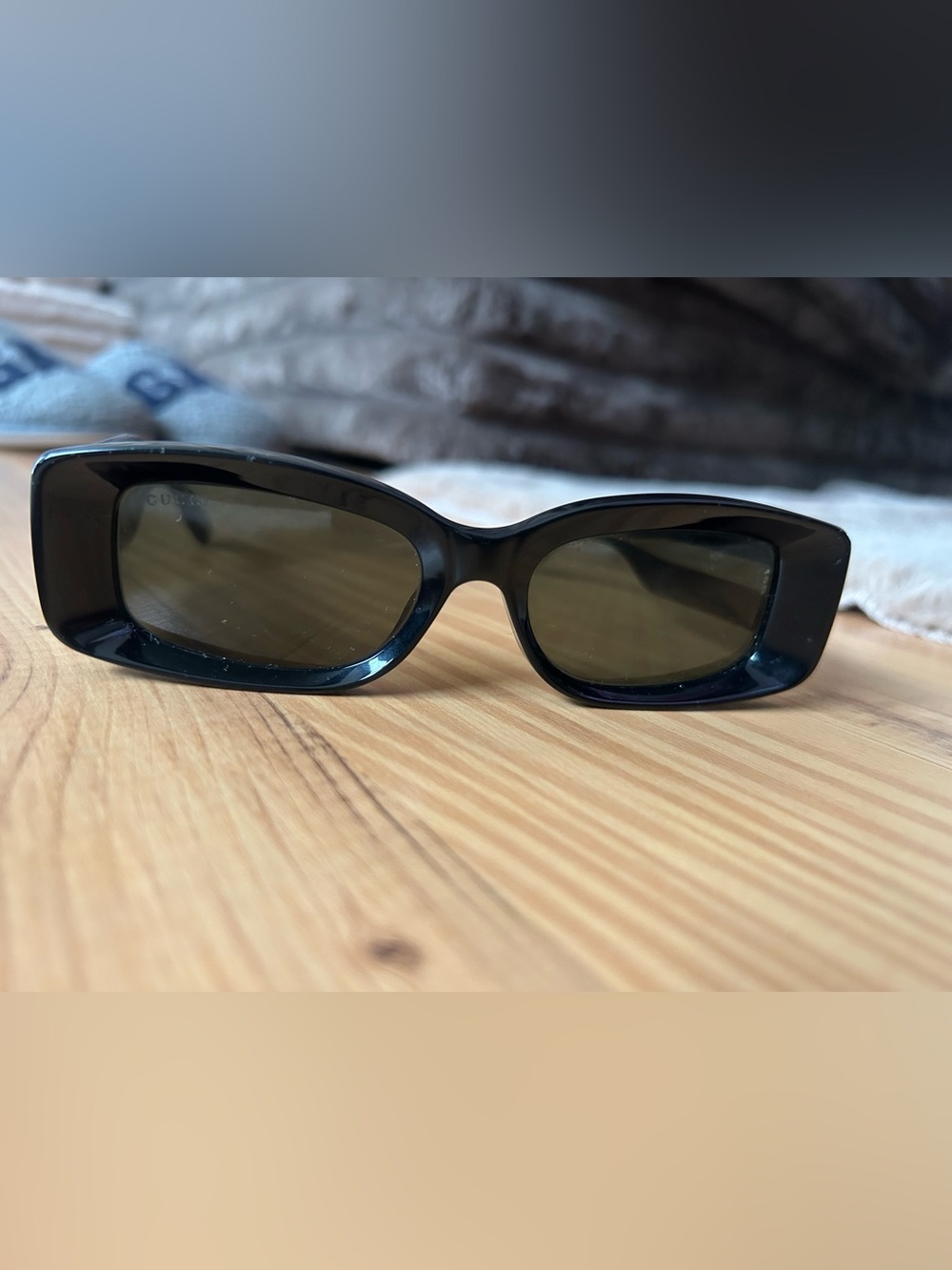 Gucci Black Rectangular Women's Sunglasses